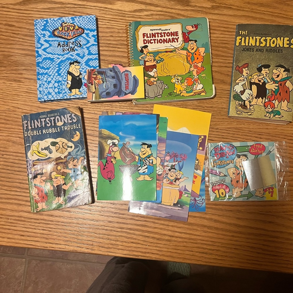 Vintage Lot of Flintstone Memorabilia- Postcards, Books
